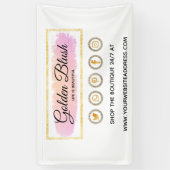 Roze Waterverf & Moderne Gouden Geometrische Chic Spandoek (Verticaal)