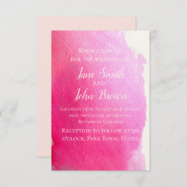 Roze waterverf moderne kunstbruiloft boho kaart