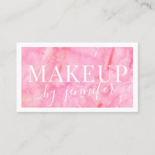  roze Waterverf Moderne Typografie + Manuscript Visitekaartje (Voorkant)