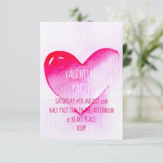 Roze waterverf moderne Valentijn Kaart (Staand voorkant)