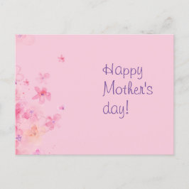 Roze waterverf moederdag Briefkaart