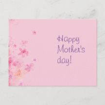 Roze waterverf moederdag Briefkaart