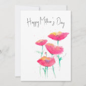 Roze Waterverf Moederdag platte Kaart (Voorkant)