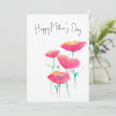 Roze Waterverf Moederdag platte Kaart (Staand voorkant)