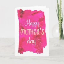 Roze waterverf moedersdagkaart