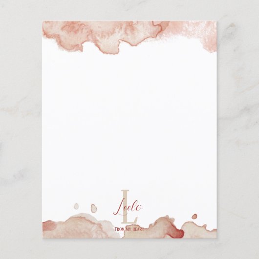 Roze Waterverf monogram en naamplaatjes (Voorkant)