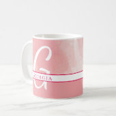 Roze Waterverf Monogram Naam Koffiemok (Voorkant links)