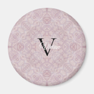 Roze Waterverf Monogram Naam Magneet