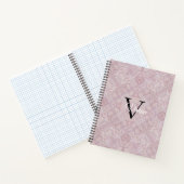 Roze Waterverf Monogram Naam Notitieboek (Binnen)