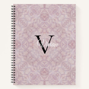 Roze Waterverf Monogram Naam Notitieboek