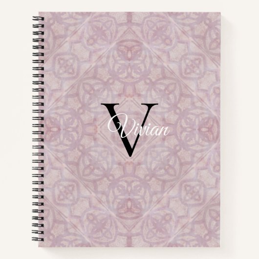 Roze Waterverf Monogram Naam Notitieboek (Voorkant)