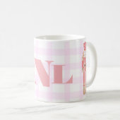 Roze Waterverf Monogram Nutkraker Gingham Winter Koffiemok (Voorkant rechts)