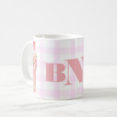 Roze Waterverf Monogram Nutkraker Gingham Winter Koffiemok (Voorkant links)