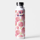 Roze Waterverf Monogram Thermos – Aangepaste naam Waterfles (Links)