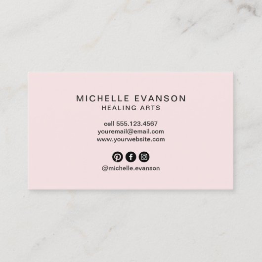 Roze Waterverf Moon Phases Energy Healer Visitekaartje (Achterkant)