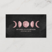 Roze Waterverf Moon Phases Energy Healer Visitekaartje (Voorkant)