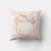 Roze Waterverf Moon Stars Mouse Floral Nursery Kussen (Achterkant)