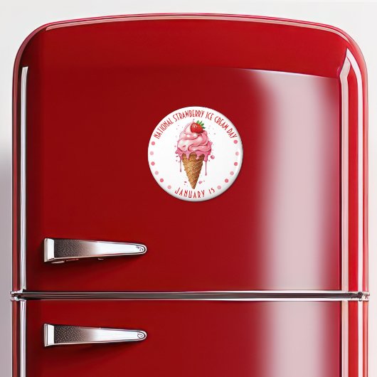 Roze Waterverf Nationale Aardbeienijsdag Magneet