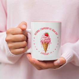 Roze Waterverf Nationale Aardbeienijsdag Tweekleurige Koffiemok