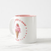 Roze Waterverf Nationale Aardbeienijsdag Tweekleurige Koffiemok (Voorkant links)