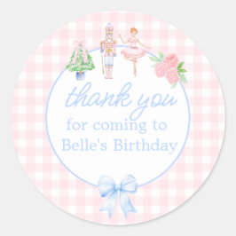 Roze Waterverf Notenkraker Kerst Dank u Ronde Sticker