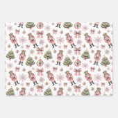 Roze Waterverf Notenkraker Kerst Inpakpapier Vel (Voorkant)