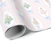 Roze Waterverf Notenkraker Kerst Wrapping Pape Cadeaupapier (Rol Hoek)