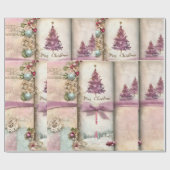 Roze Waterverf Notenkraker Kerst Wrapping Pape Cadeaupapier (Vlak)