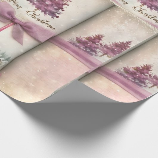 Roze Waterverf Notenkraker Kerst Wrapping Pape Cadeaupapier (Hoek)