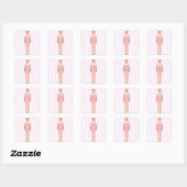 Roze Waterverf Nutkraker Gingham Winter Vierkante Sticker (Vel)