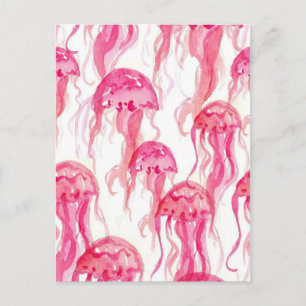 Roze Waterverf Ocean Life Briefkaart