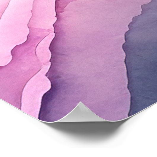 Roze Waterverf Ocean Waves Poster (Hoek)