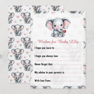 Roze Waterverf Olifant Baby Shower Advieskaart