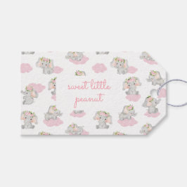 Roze Waterverf Olifant Baby shower Dank u Cadeaulabel