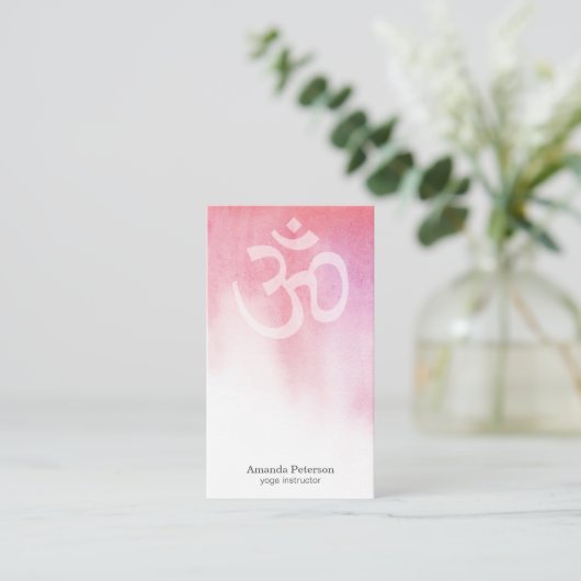 Roze Waterverf Om Yoga Instructor Visitekaartje (Staand voorkant)