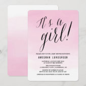 Roze Waterverf Ombre Baby shower Uitnodiging (Voorkant / Achterkant)