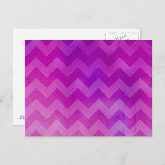 Roze Waterverf Ombre Chevron Briefkaart (Voorkant / Achterkant)