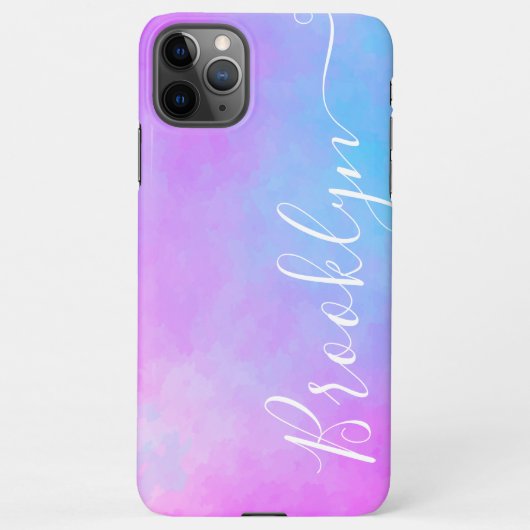 Roze Waterverf Ombre Kleur Verloop Pastel Naam iPhone Hoesje (Achterkant)