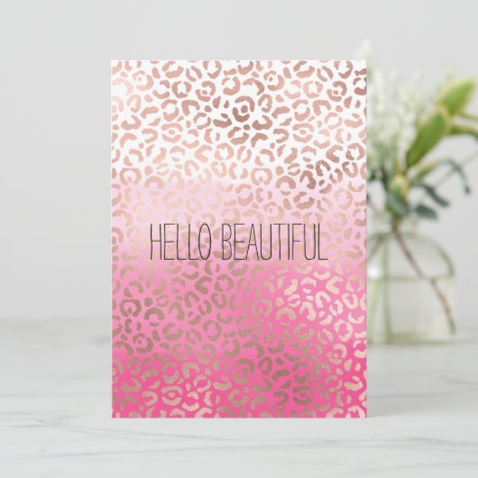 Roze Waterverf Ombre Leopard Afdrukken op maat (Staand voorkant)