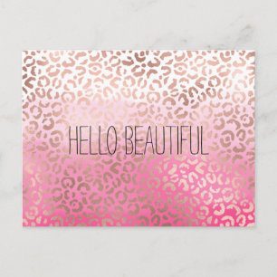 Roze Waterverf Ombre Leopard Afdrukken op maat Briefkaart