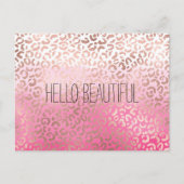 Roze Waterverf Ombre Leopard Afdrukken op maat Briefkaart (Voorkant)