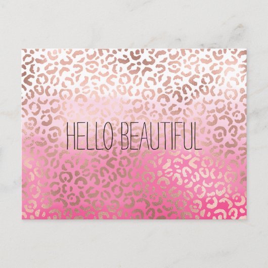 Roze Waterverf Ombre Leopard Afdrukken op maat Briefkaart (Voorkant)