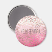 Roze Waterverf Ombre Leopard Afdrukken op maat Magneet (Voorkant / Achterkant)