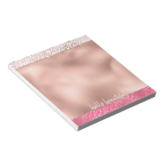 Roze Waterverf Ombre Leopard Afdrukken op maat Notitieblok (Schuin)
