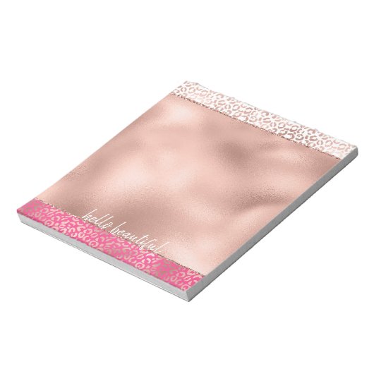 Roze Waterverf Ombre Leopard Afdrukken op maat Notitieblok (Linkerzijde)