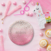 Roze Waterverf Ombre Leopard Afdrukken op maat Papieren Bordje (Feest)