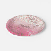 Roze Waterverf Ombre Leopard Afdrukken op maat Papieren Bordje (Gekanteld)