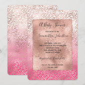Roze Waterverf Ombre Leopard Print Baby shower Kaart (Voorkant / Achterkant)