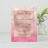 Roze Waterverf Ombre Leopard Print Baby shower Kaart (Staand voorkant)