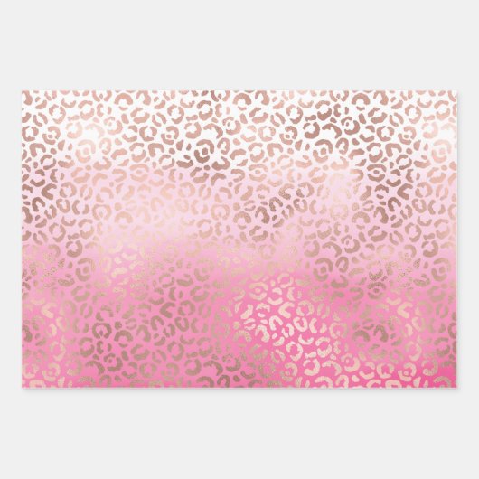 Roze Waterverf Ombre Leopard Print Inpakpapier Vel (Voorkant)